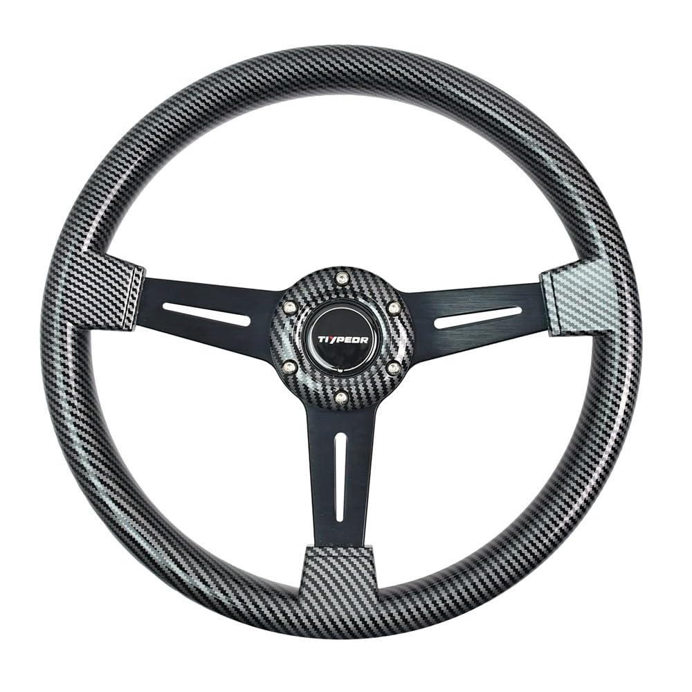 Amazon | TIYPEOR ウッド ステアリング 34Φ 13.7インチ 6穴 ハンドル